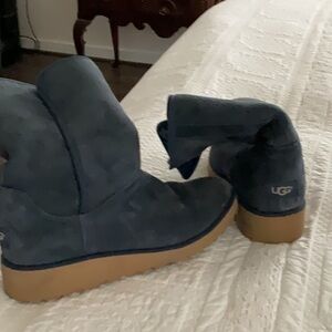 UGG Blue Winter & Rain Boots with Suede Upper and Slouchy Design